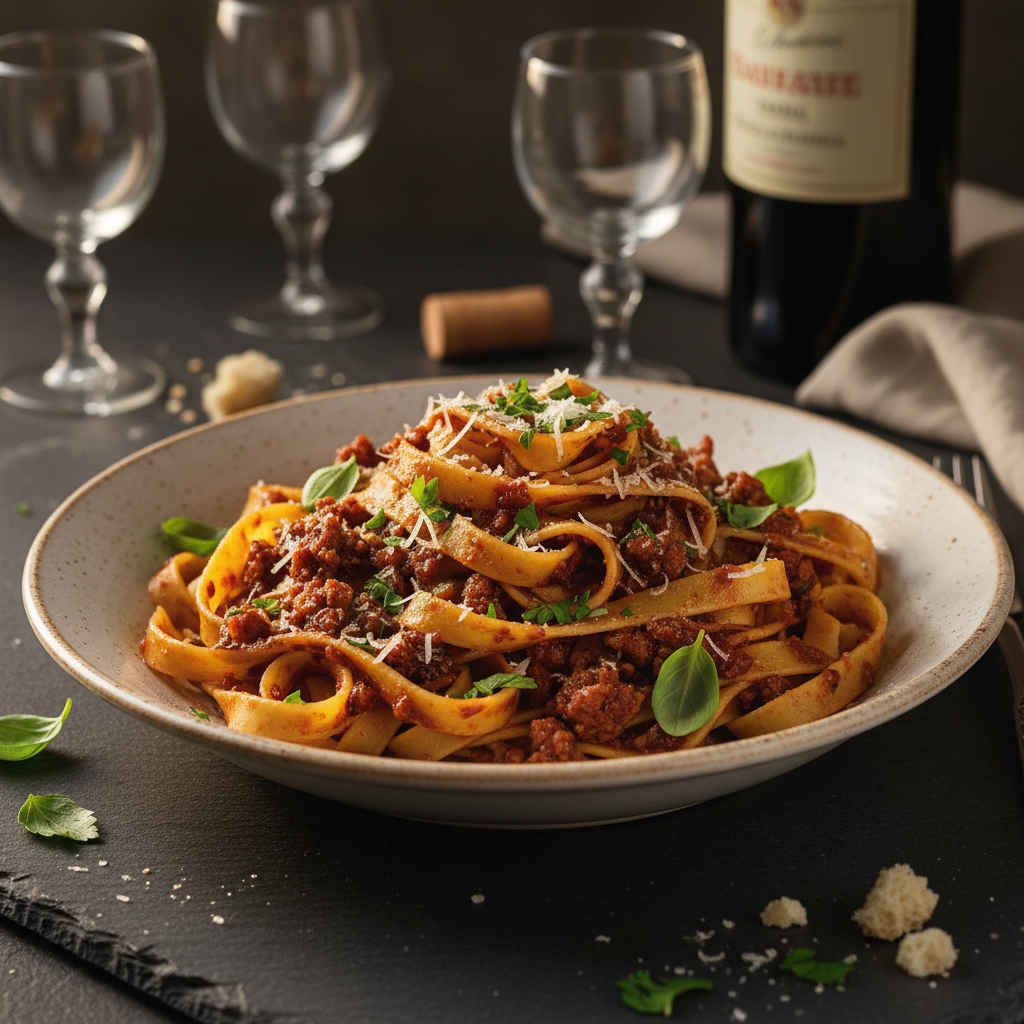 Tuscan Sausage and Wine-infused Tagliatelle