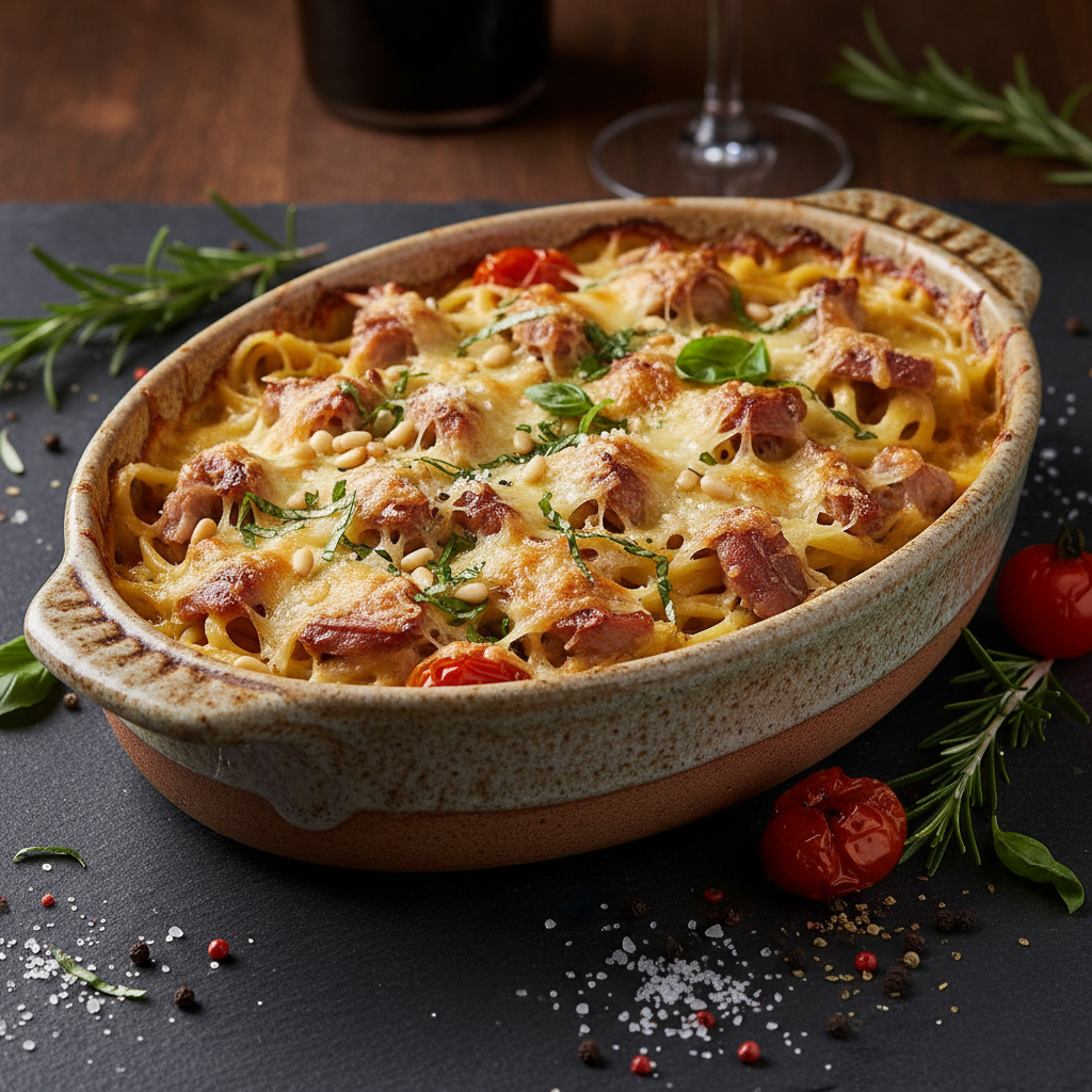 Tuscan Pork & Fettuccine Al Forno