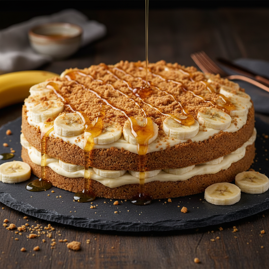 Banana Graham Cracker Torte with Honey Drizzle