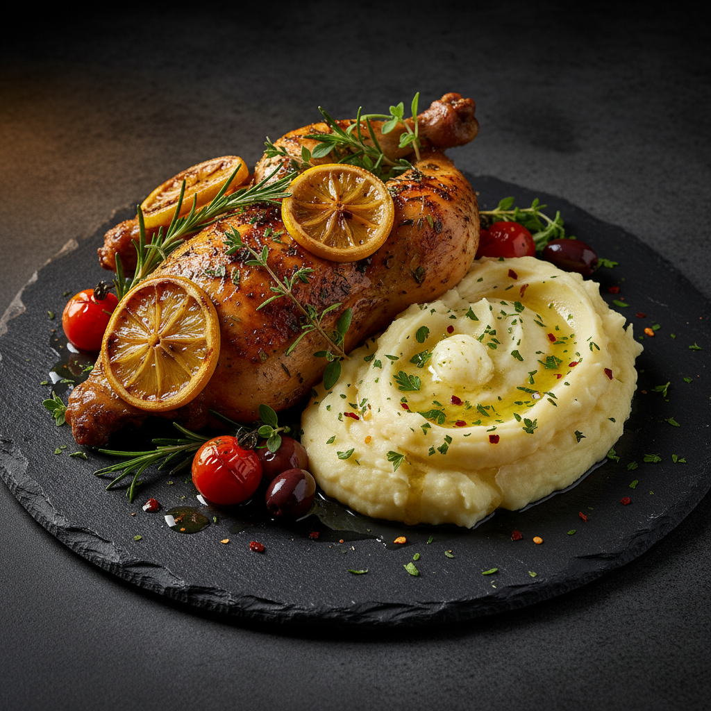 Herb-Infused Lemon Chicken with Garlic Mashed Potatoes