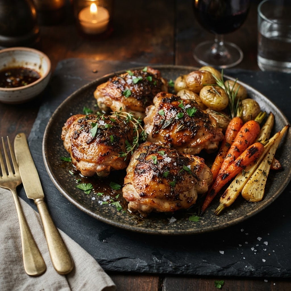 Herb-Crusted Chicken Thighs with Honey Glaze