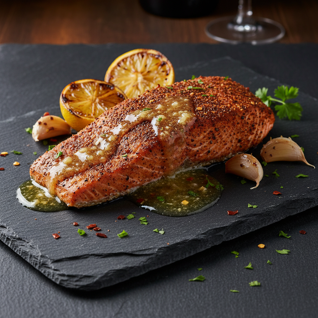 Cajun-Spiced Salmon with Lemon Garlic Butter