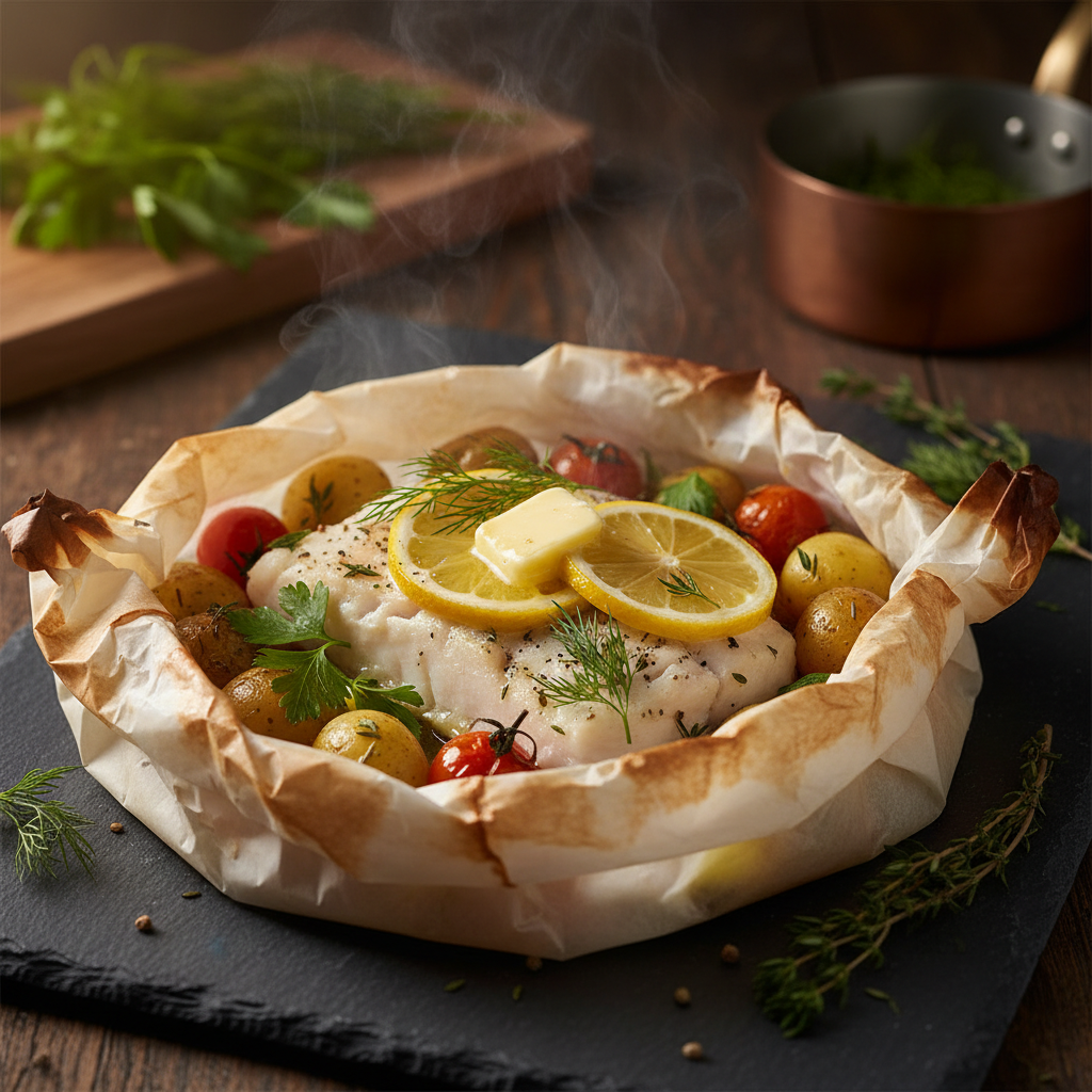 Lemon Herb Cod en Papillote