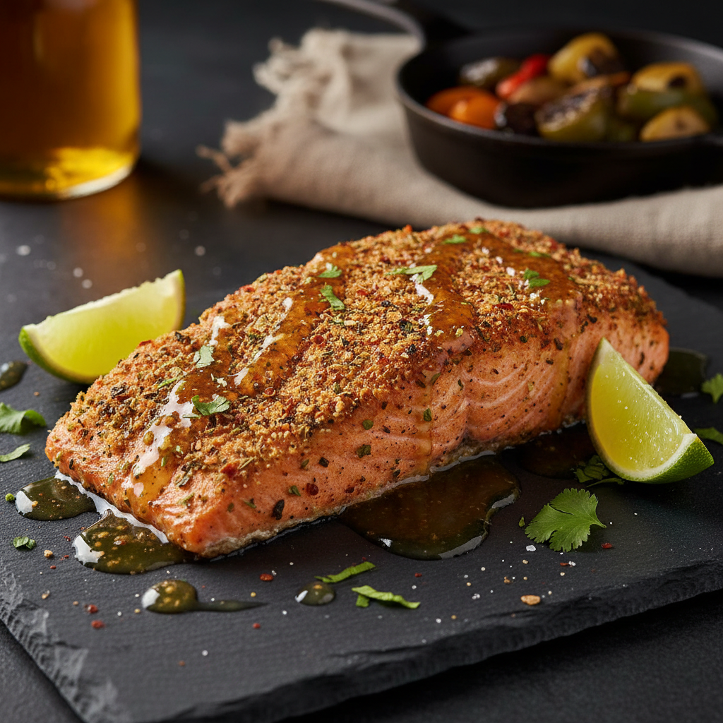 Cajun Herb-Crusted Salmon with Honey Lime Drizzle