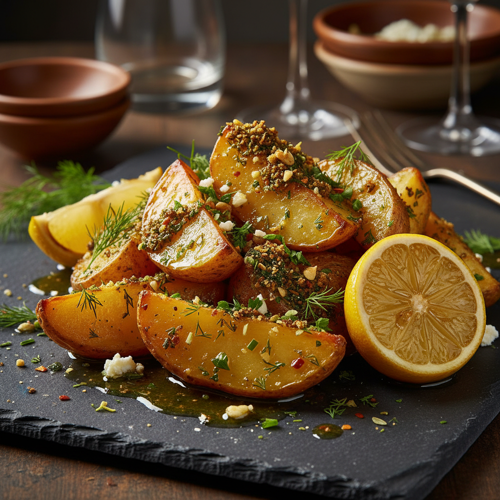 Lemon-Infused Greek Potatoes with Herb Crust