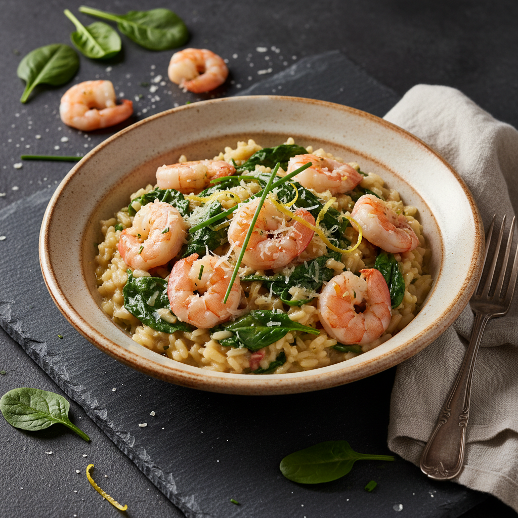 Velvety Shrimp and Spinach Risotto