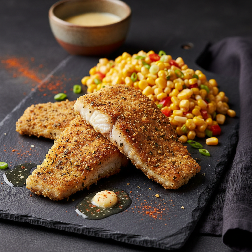 Southern Pan-Seared Catfish with Spicy Corn Maque Choux