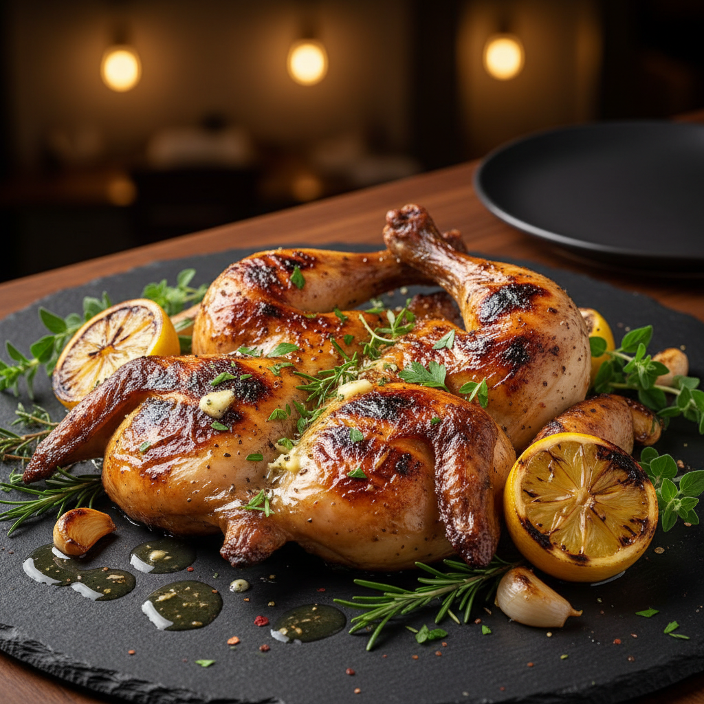 Grilled Spatchcock Chicken with Lemon-Herb Marinade