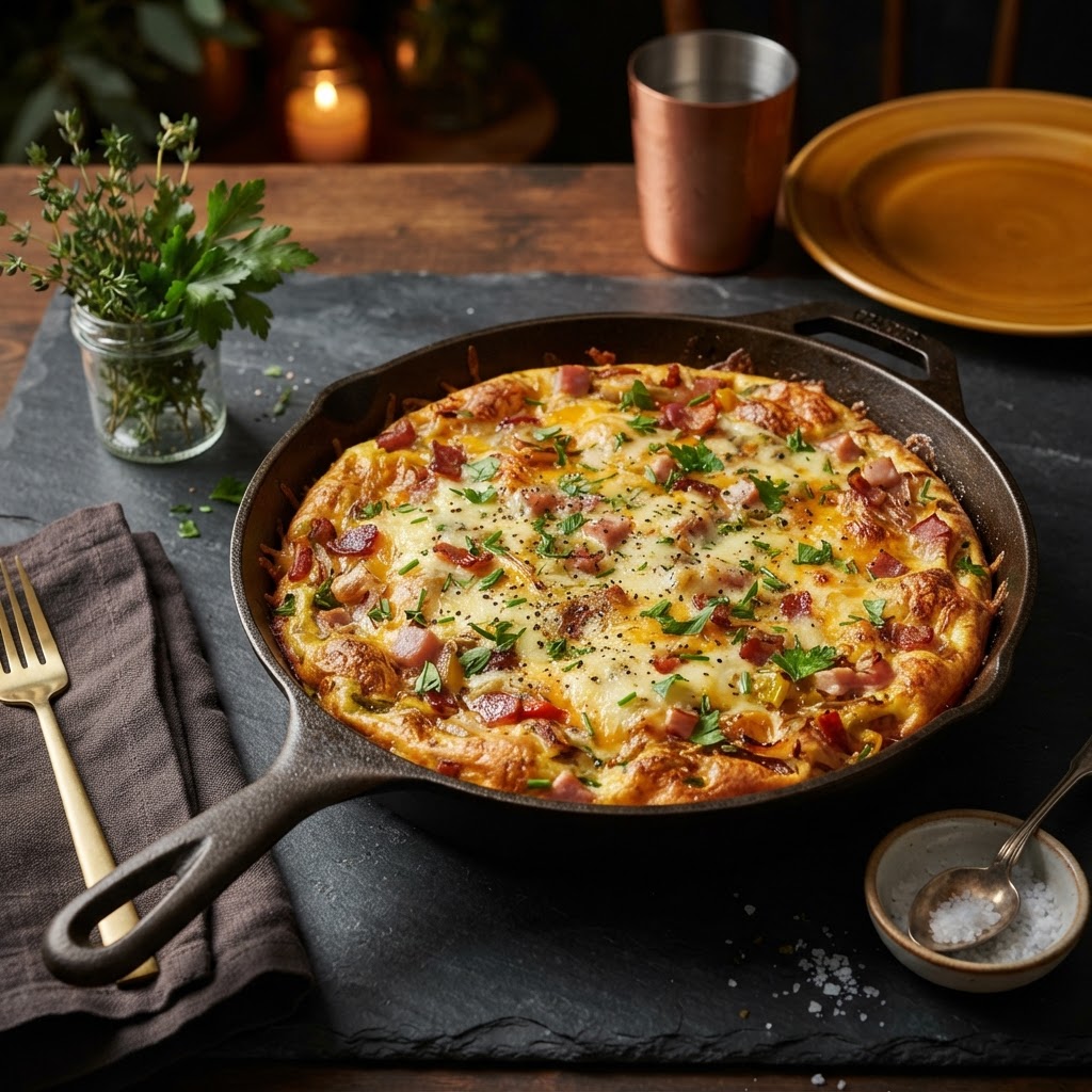 Southern-Style Cheese and Egg Frittata with Herb Infusion