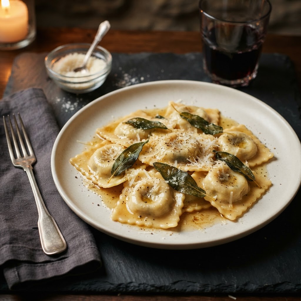 Ravioli di Ricotta al Burro e Salvia