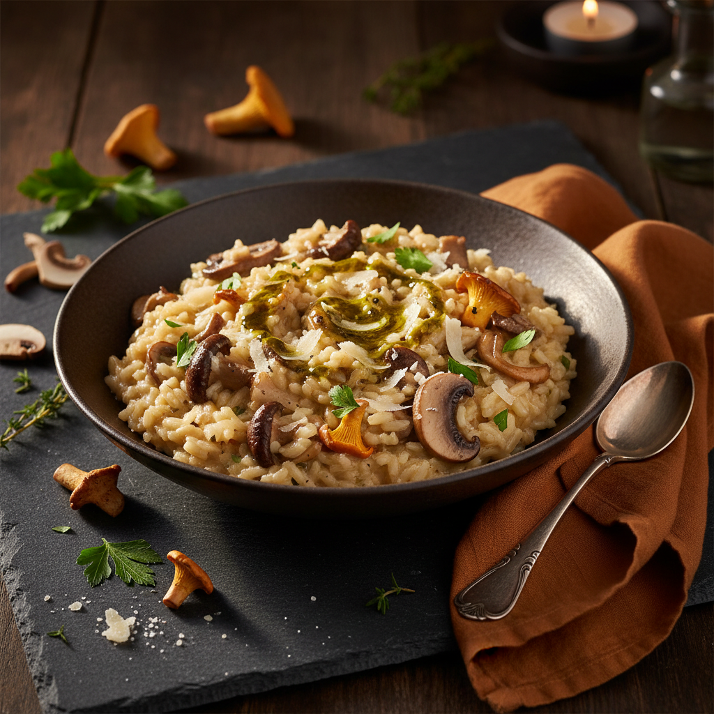 Wild Mushroom Risotto with Truffle Oil