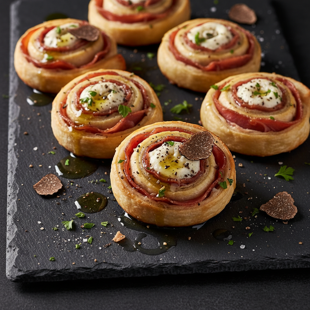 Prosciutto & Truffle Goat Cheese Spirals