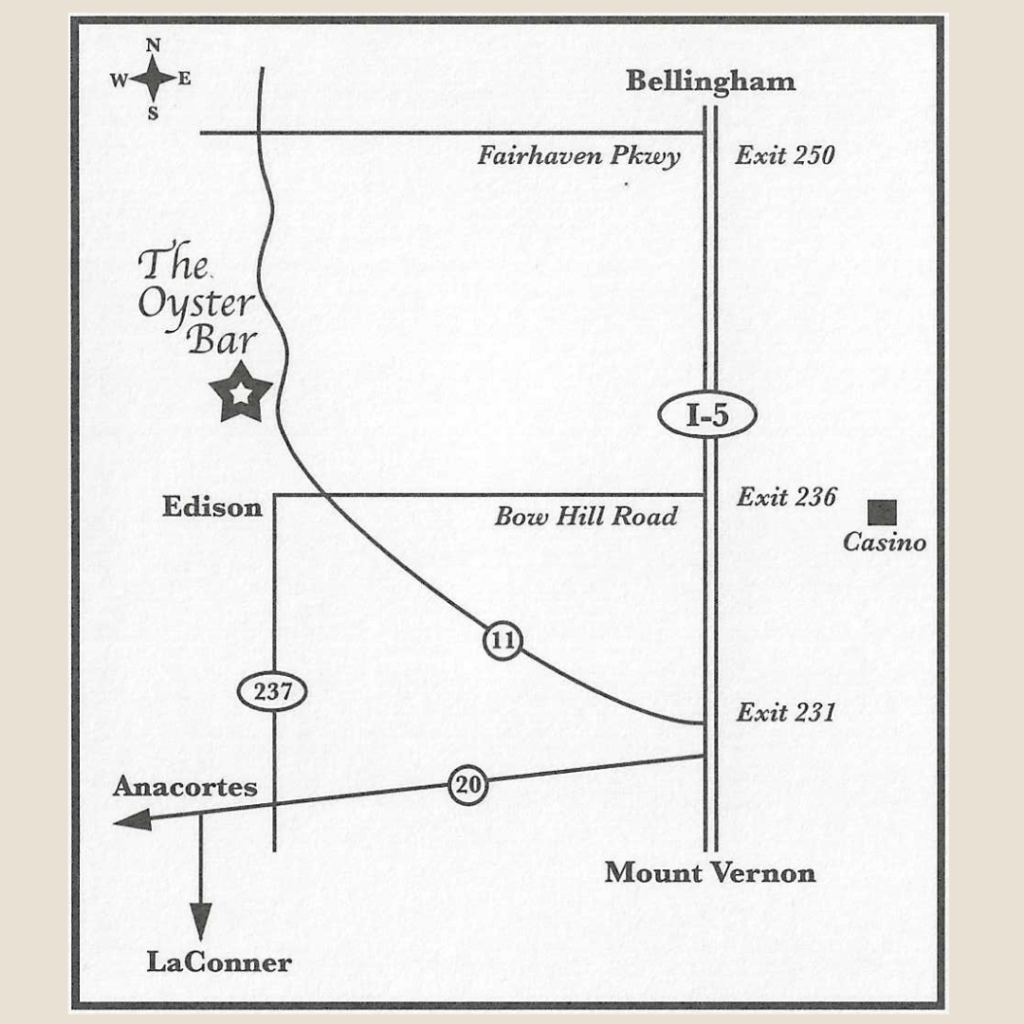 Map to The Oyster Bar on Chuckanut Drive