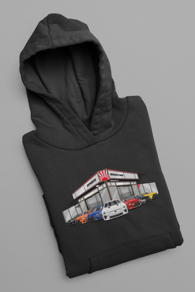 JDM Muscle Shop Hoodie — Black