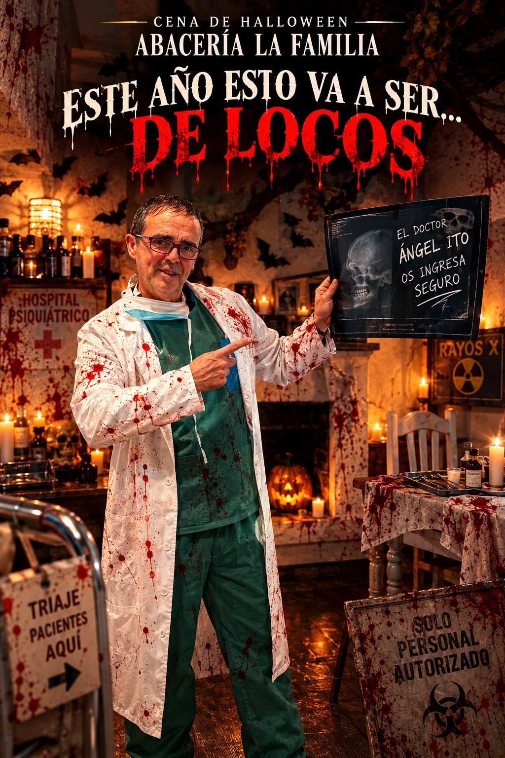 Cena de Halloween y decoración del hospital psiquiátrico de Abacería La Familia (4 de 7)