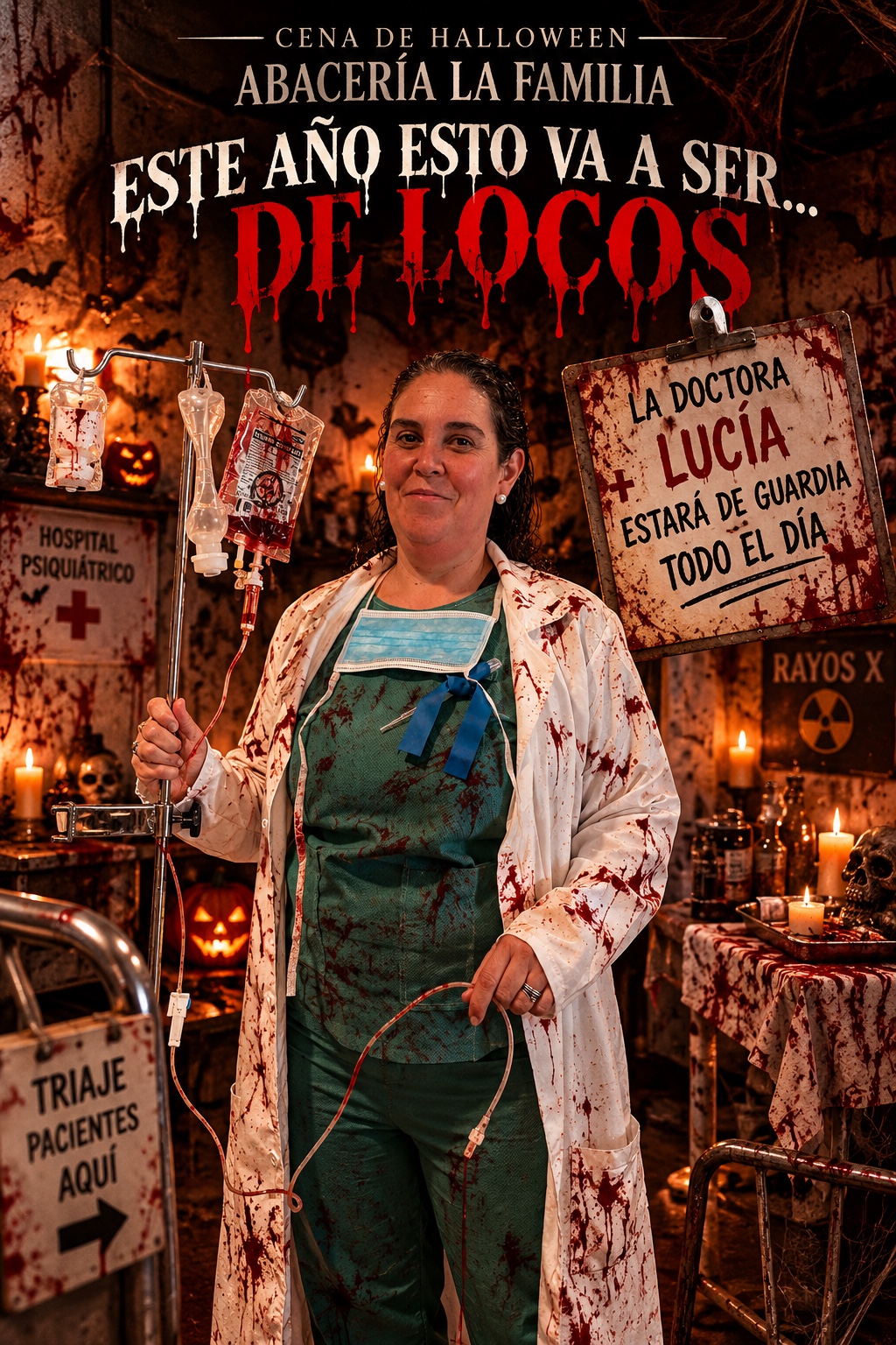 Cena de Halloween y decoración del hospital psiquiátrico de Abacería La Familia (5 de 7)