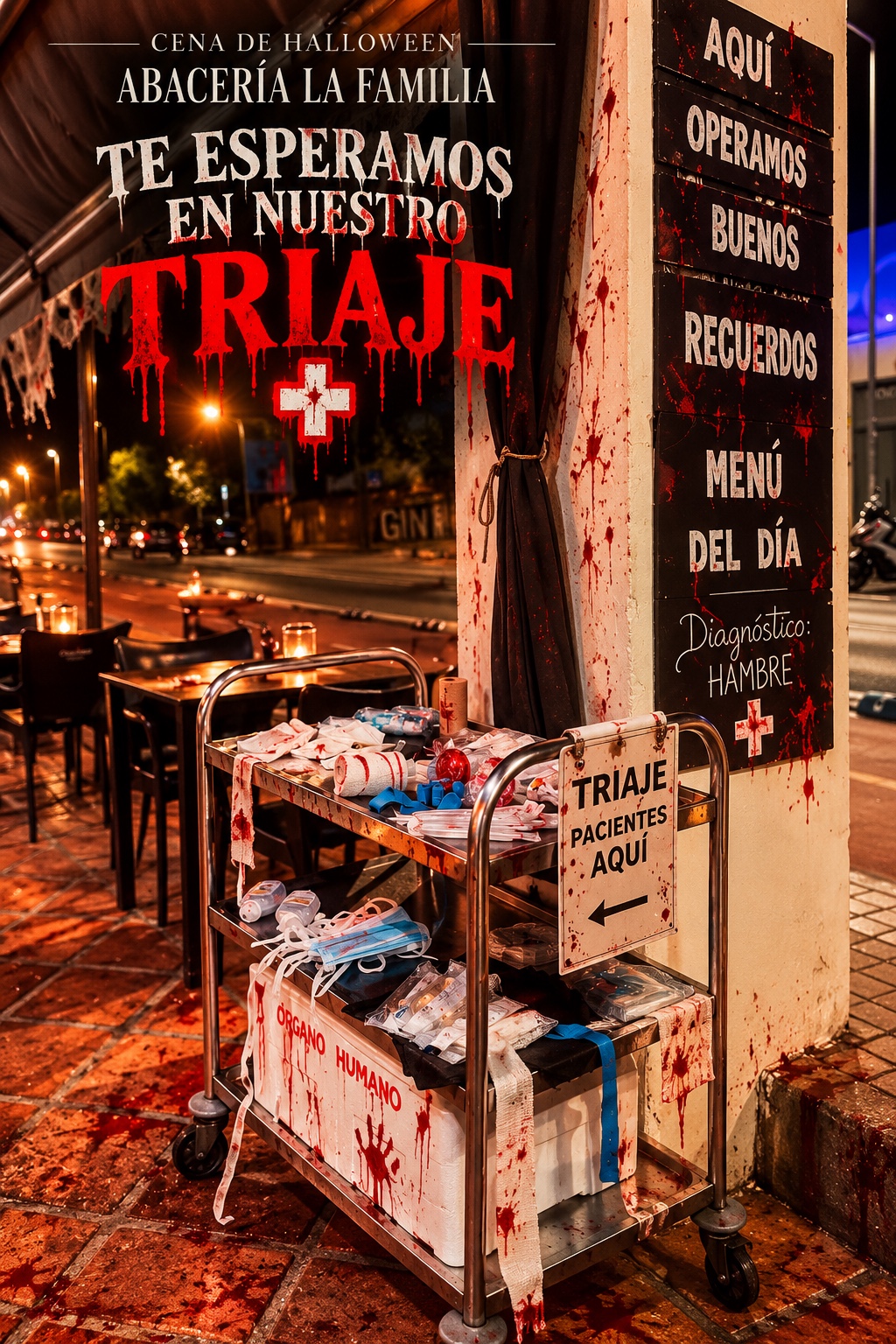Cena de Halloween y decoración del hospital psiquiátrico de Abacería La Familia (3 de 7)