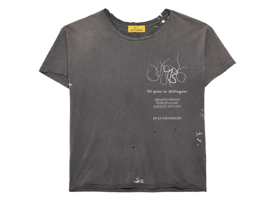 De La YAES Destroyed Tee — Grey