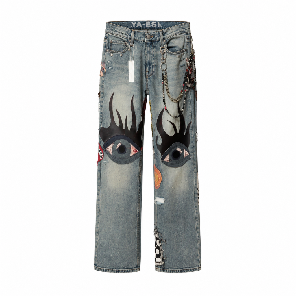 Flame Eye Wide Leg Denim — Vintage Indigo