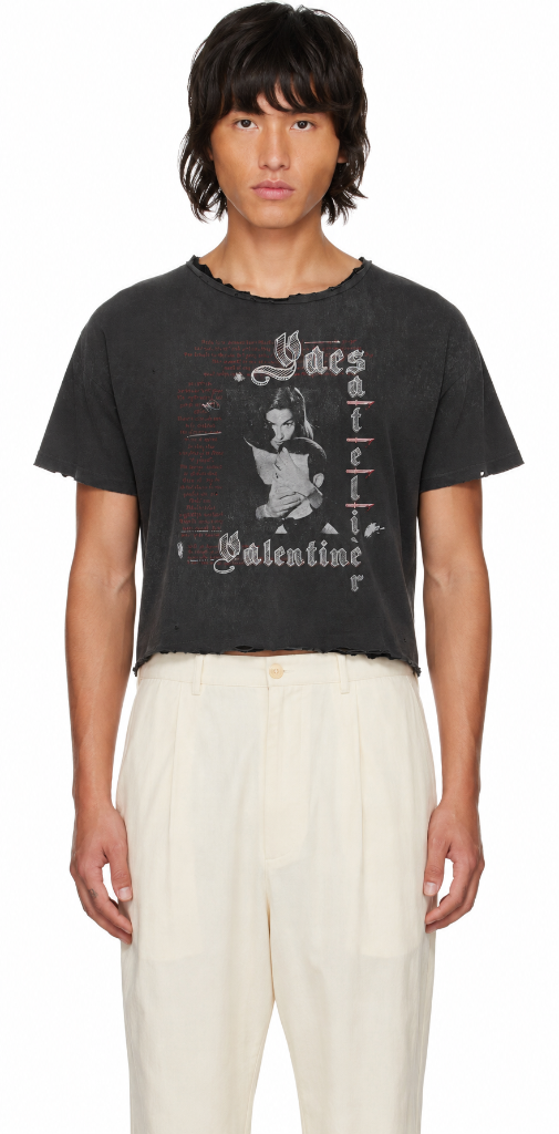 Valentine Crop Tee — Black