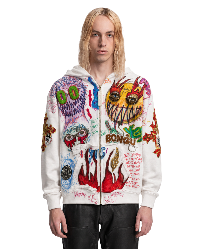Bongu Zip Hoodie — White