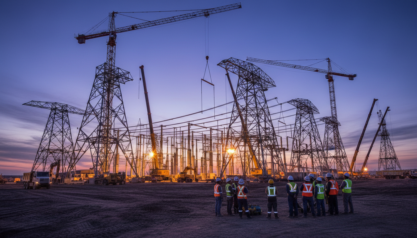 Large-scale construction execution site for energy infrastructure