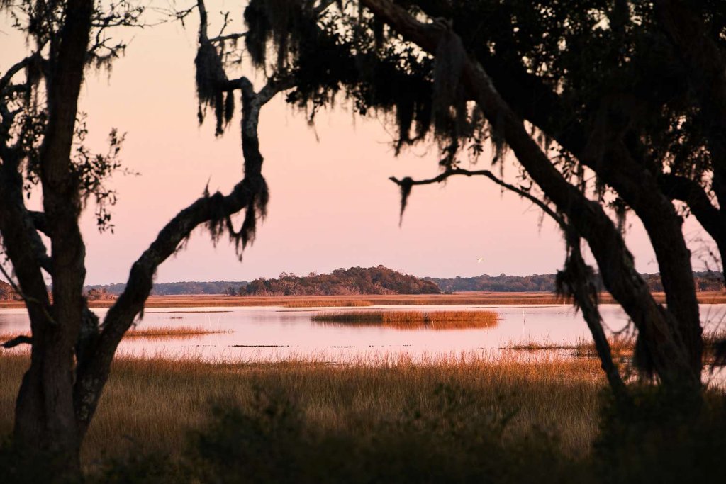 Lowcountry tidal marsh at sunset near Summerville, SC