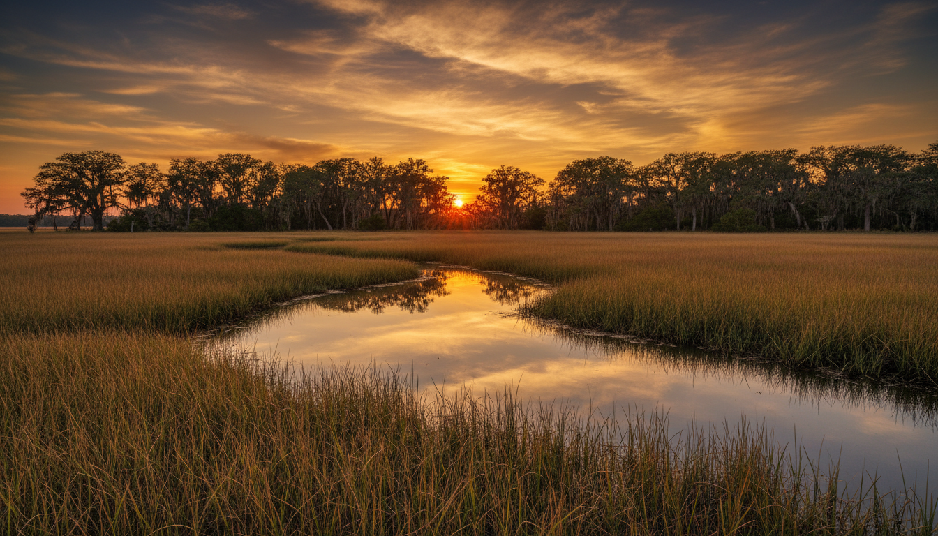 Lowcountry marsh and live oaks near Summerville, South Carolina