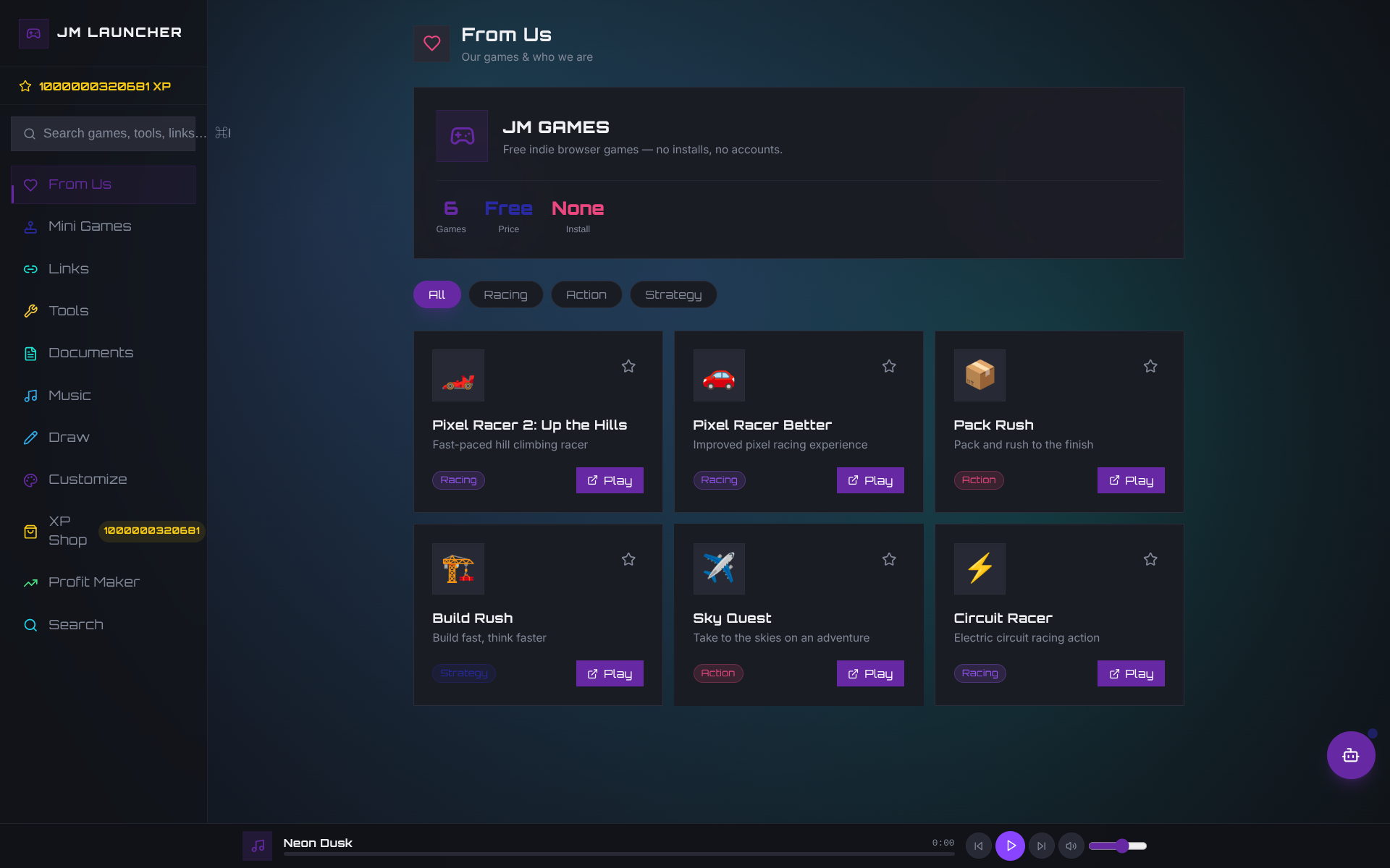 JM launcher template preview