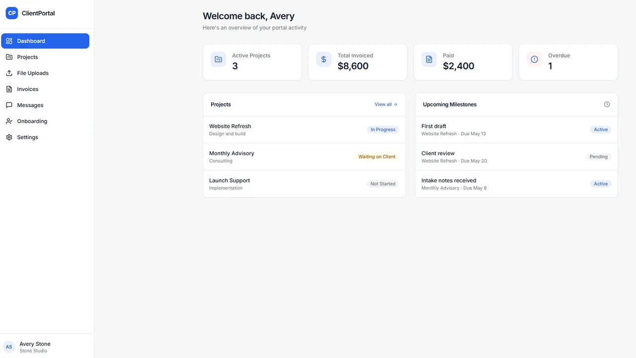 Client Portal Starter template preview