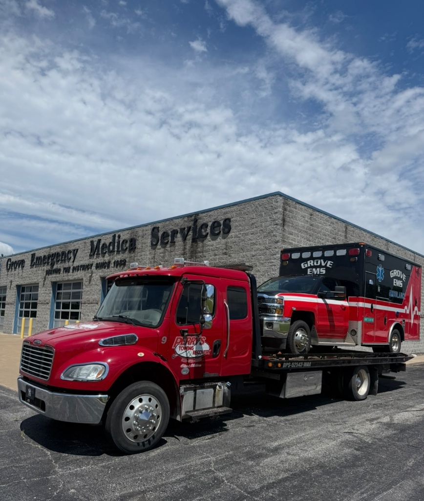 Perry's 24-Hour Roadside Service truck — rear view