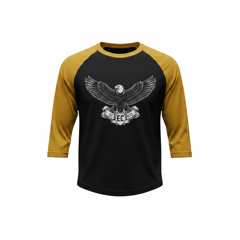 EC Condor Strike 3/4 Baseball Tee — Yellow/Black