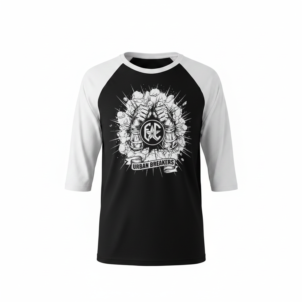 EC Fists of Cali 3/4 Baseball Tee — Black/White