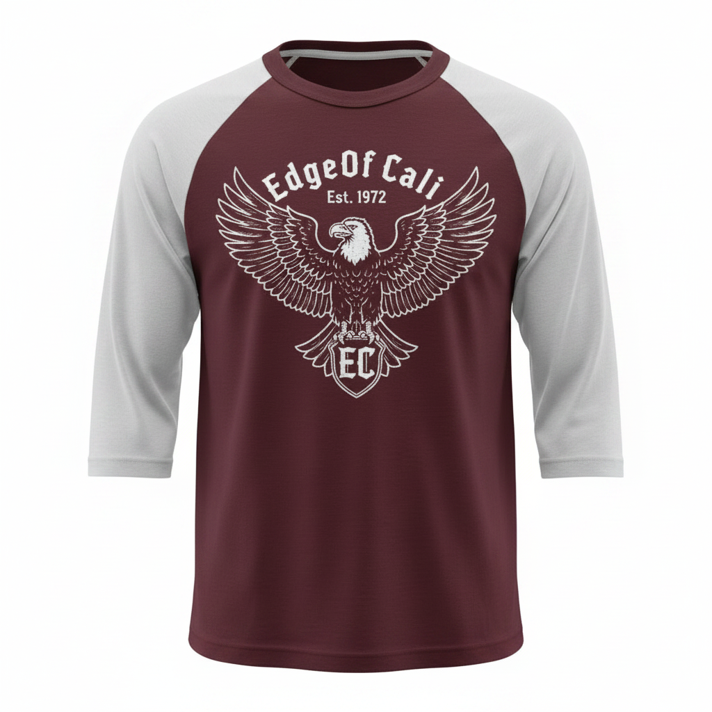 EC Condor Strike 3/4 Baseball Tee — Maroon/White