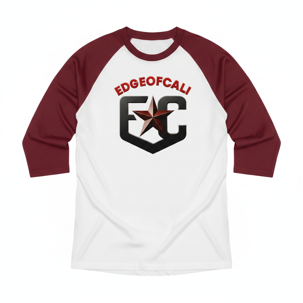 EdgeOfCali Baseball Raglan - White/Burgundy