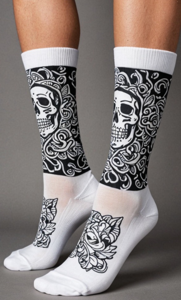 La Catrina Crew Sock — Black & White
