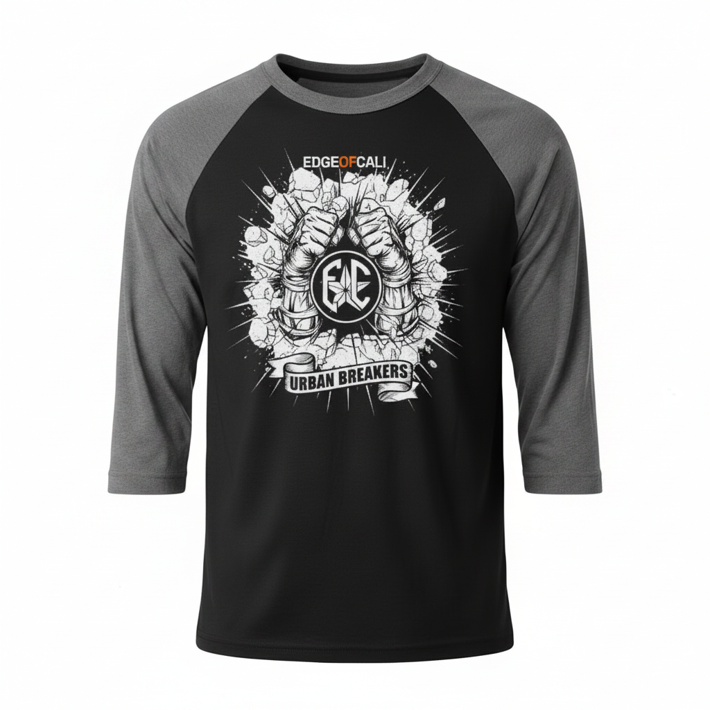 EC Fists of Cali 3/4 Baseball Tee — Grey/Black