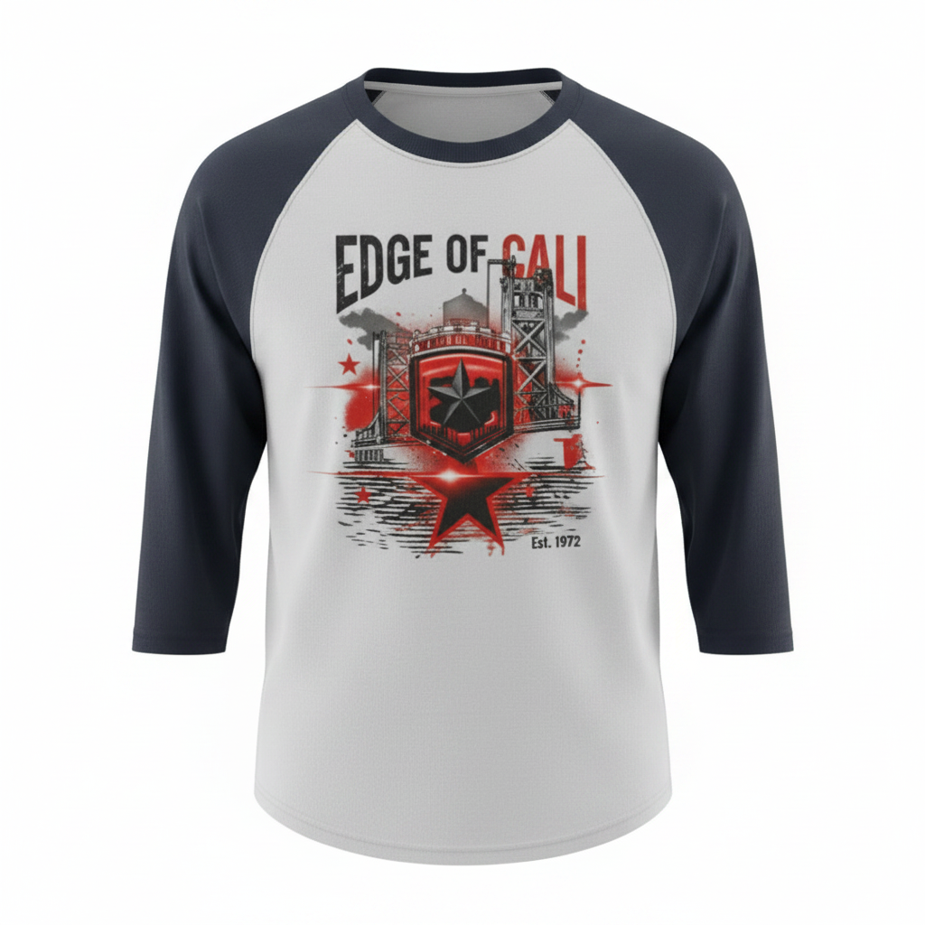 EC Tower Bridge 3/4 Baseball Tee — Navy/White