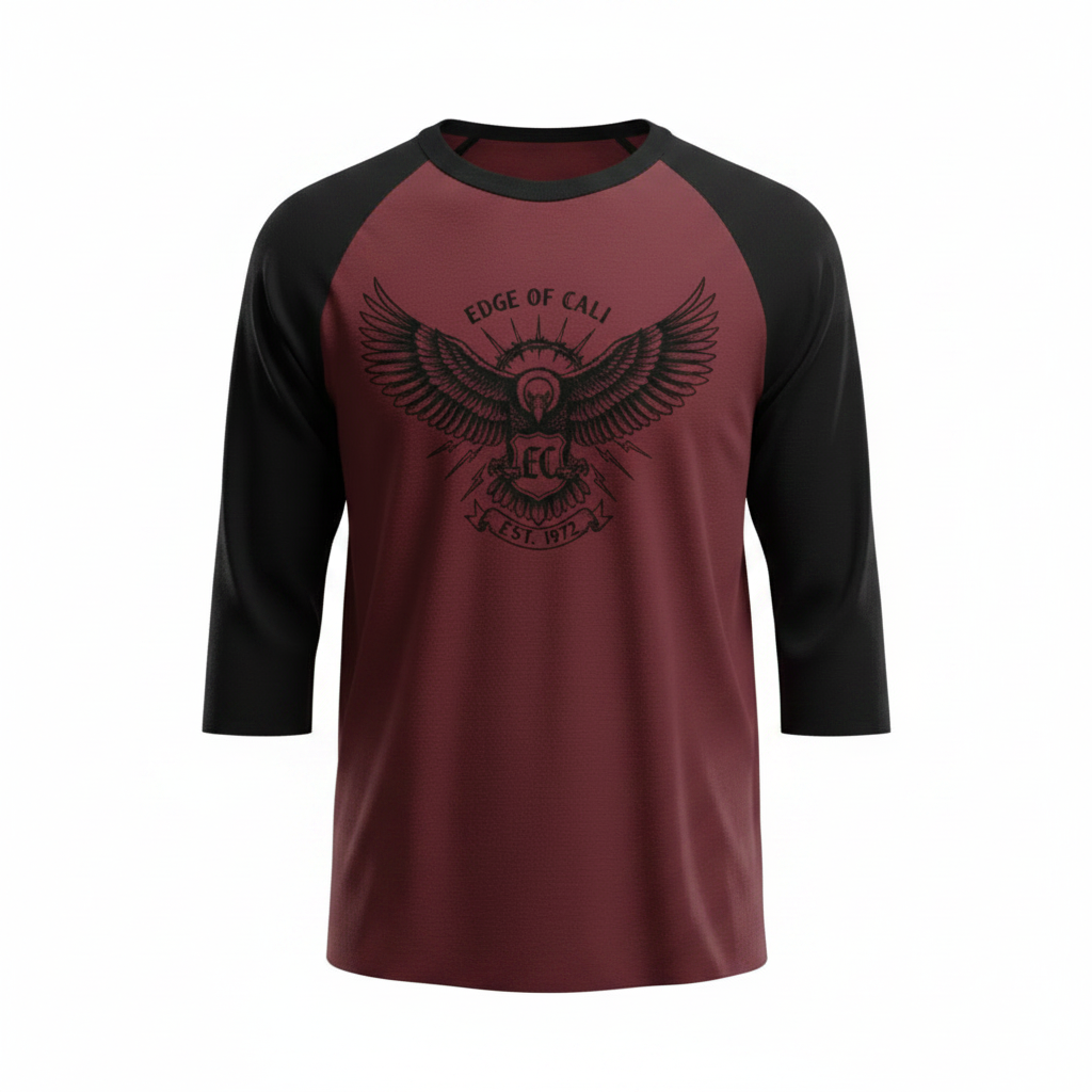 EC Star & Crown 3/4 Baseball Tee — Red/Black