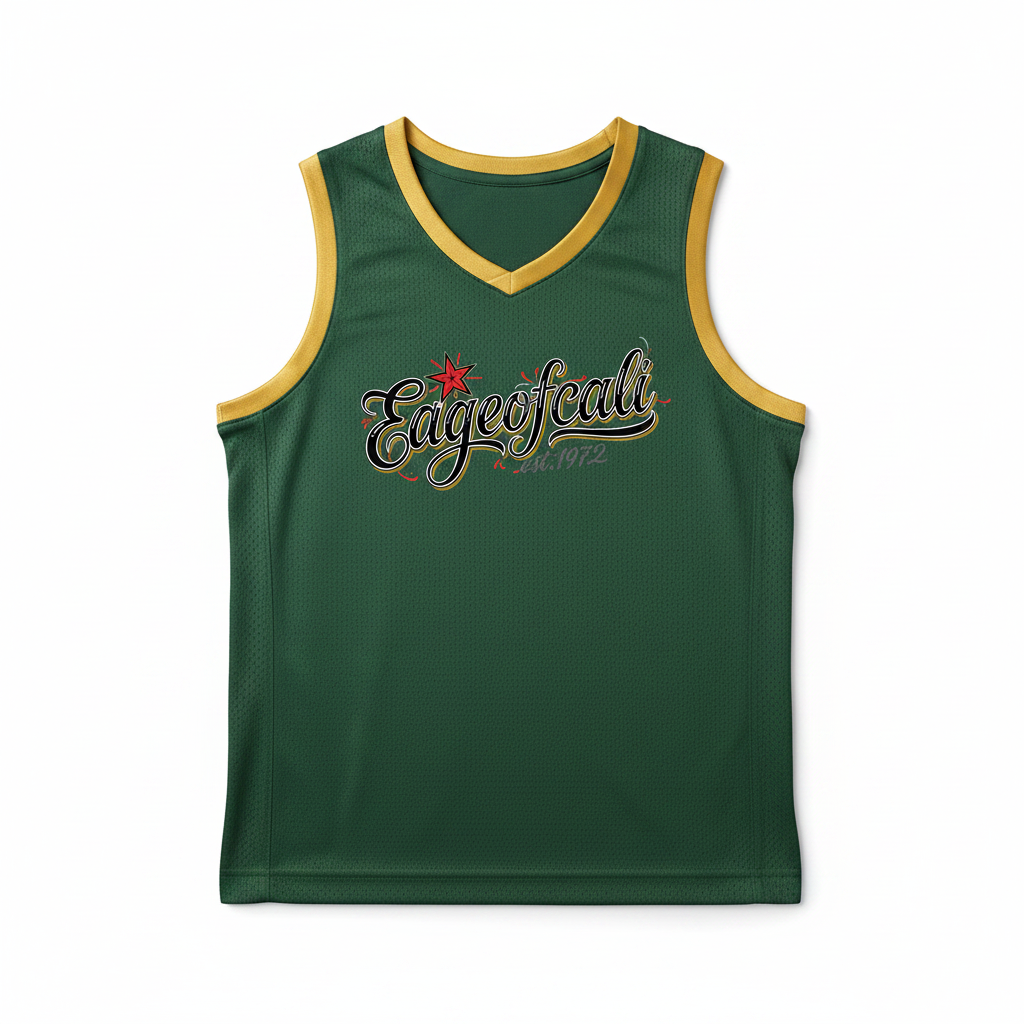 EdgeOfCali Basketball Jersey - Forest Green/Gold