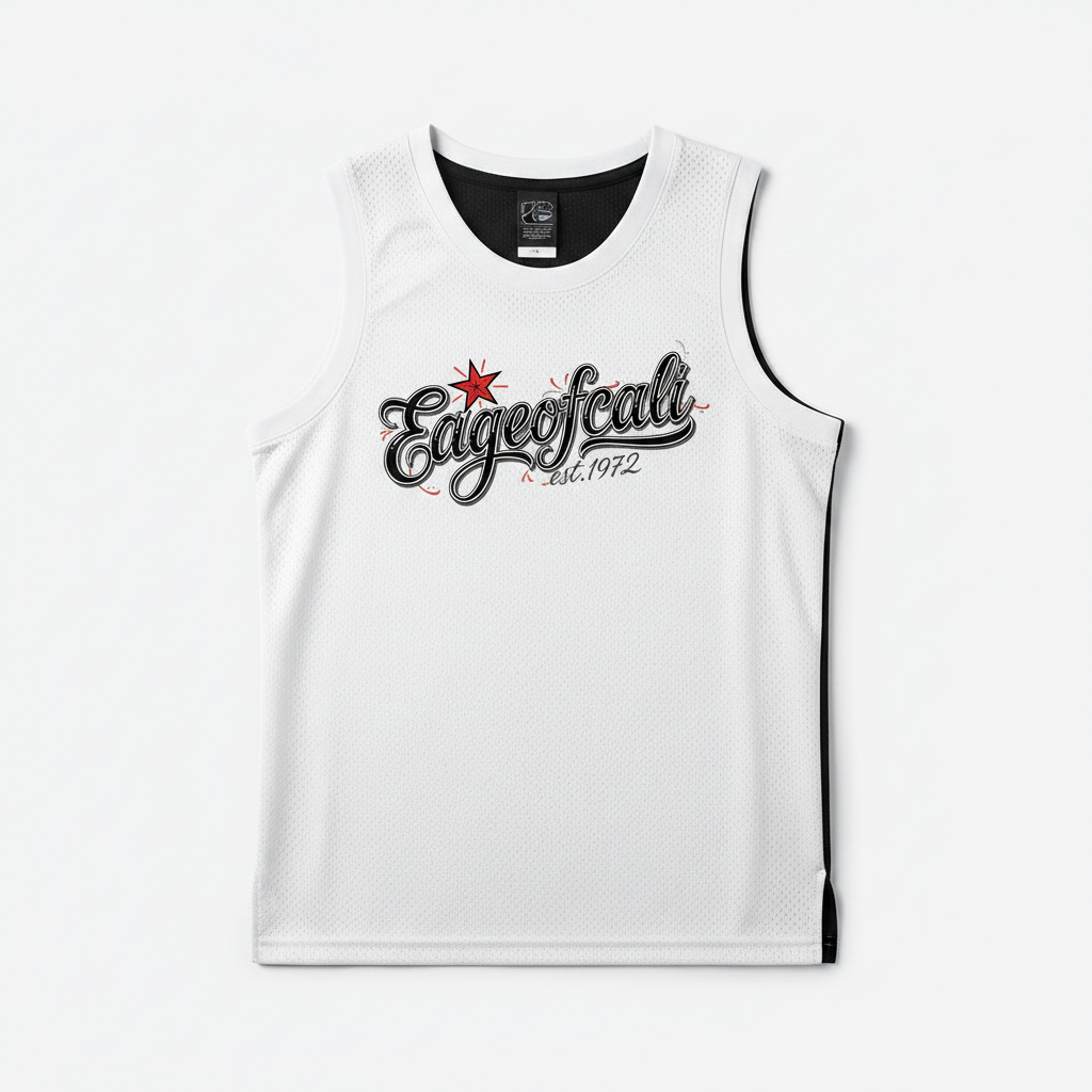 EdgeOfCali Basketball Jersey - White/Black