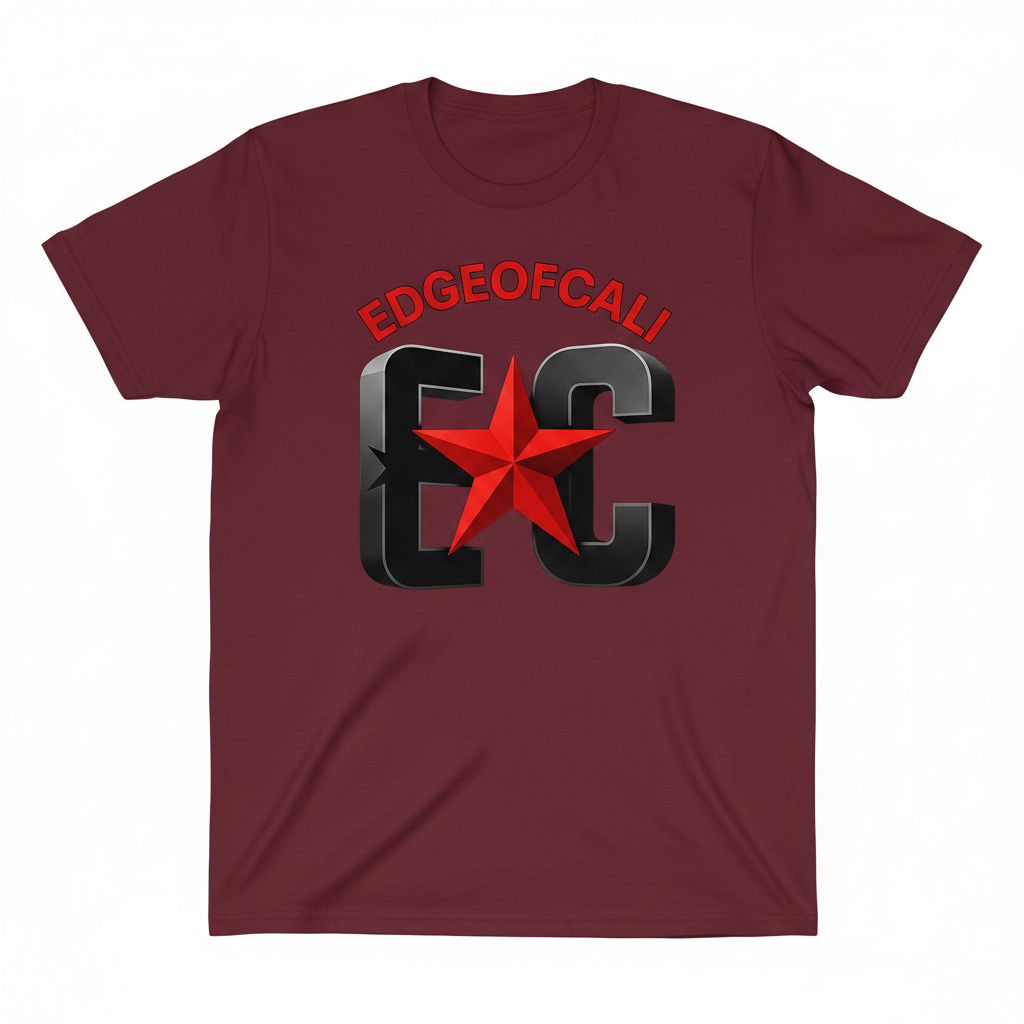 EdgeOfCali 3D Logo Tee - Burgundy