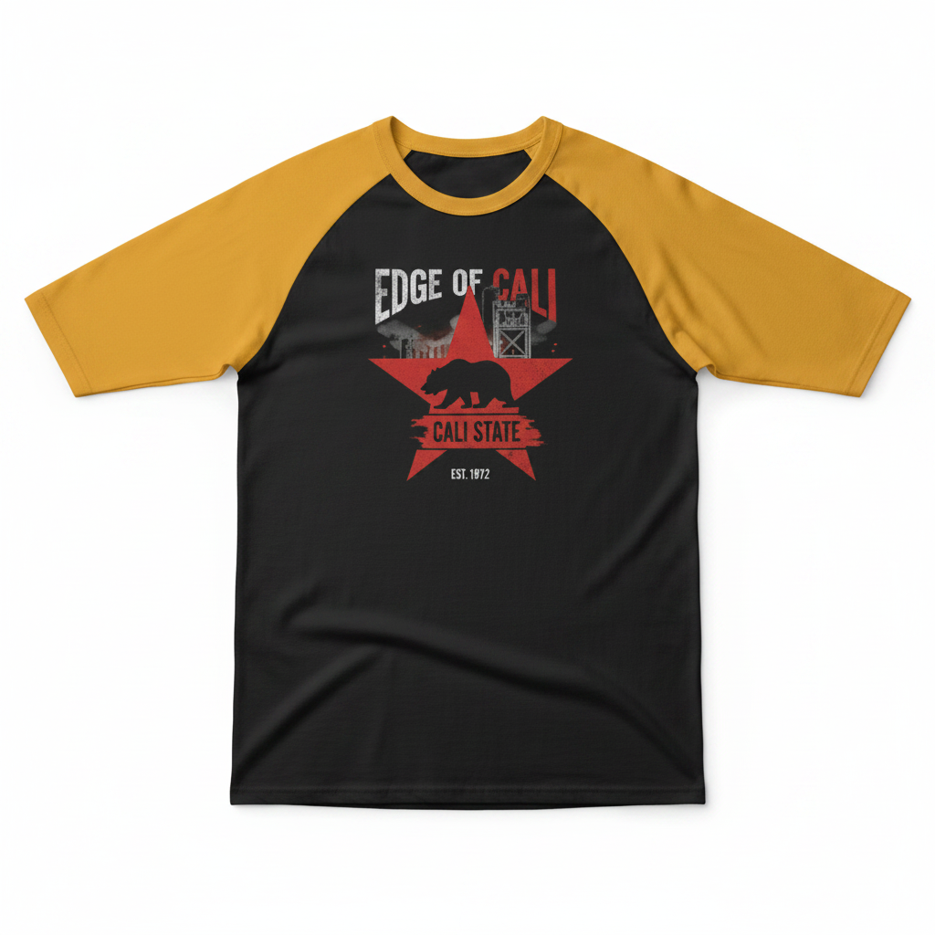 EC Cali State 3/4 Baseball Tee — Yellow/Black