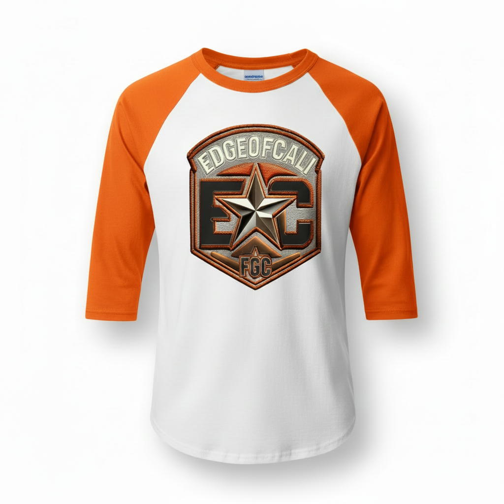 EC Orange 3/4 Sleeve Baseball Tee