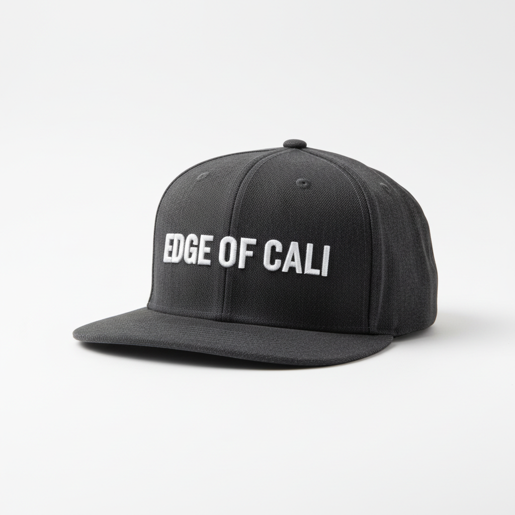 Edge Of Cali Block Text Fitted — Charcoal