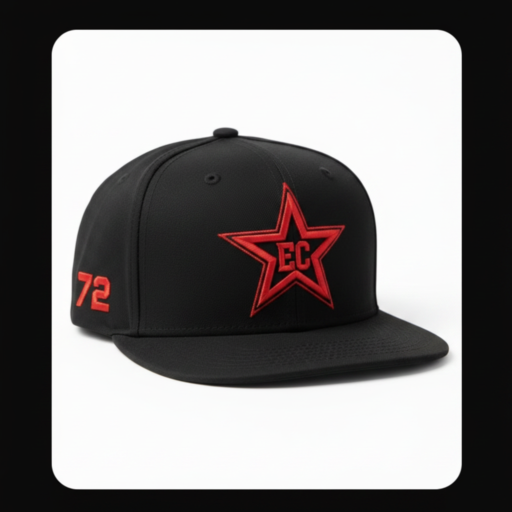 EC Star Fitted — All Black/Red #72