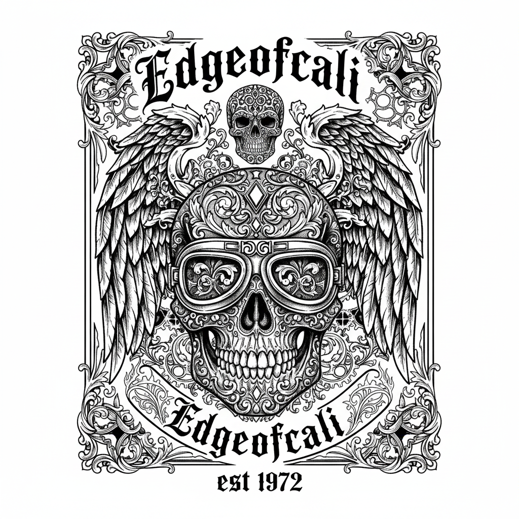 EdgeOfCali Winged Skull — White/Black est 1972