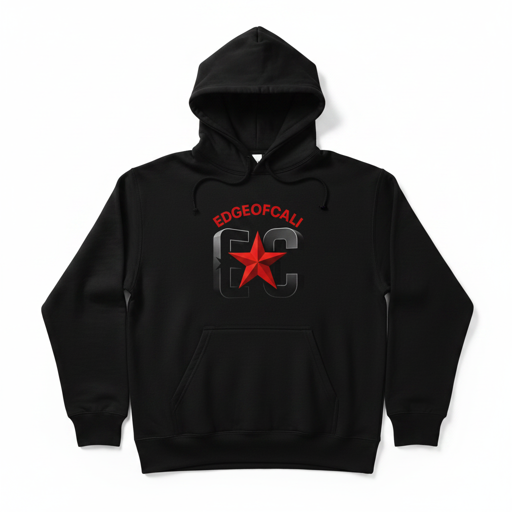 EdgeOfCali Hoodie Black | 3D Logo Pullover