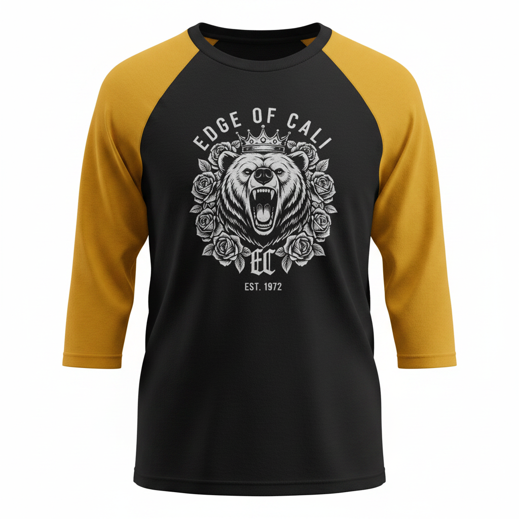 EC Grizzly Crown 3/4 Baseball Tee — Yellow/Black