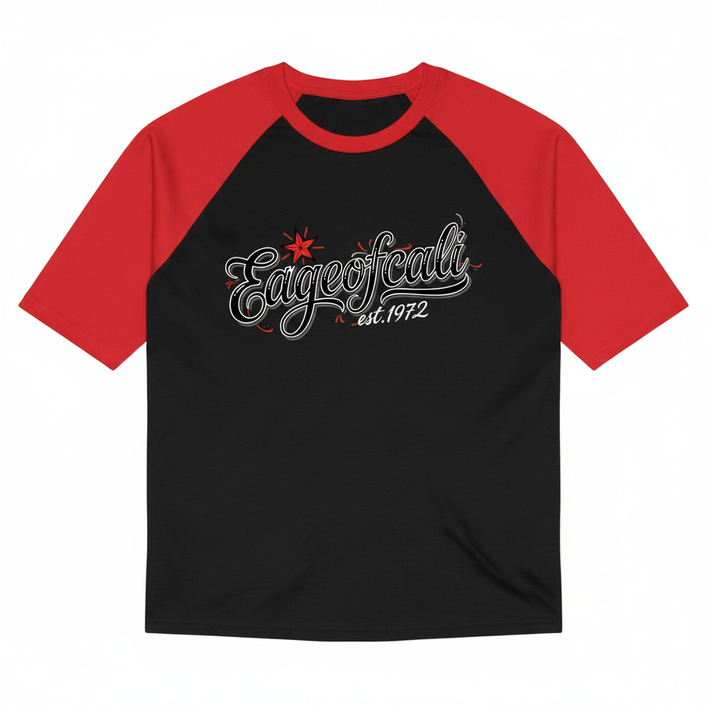 EdgeOfCali Baseball Raglan - Black/Red